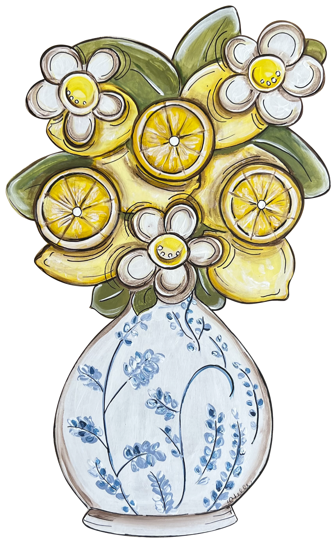 THE HAPPY BUTTERFLY LEMON FLOWERS IN VASE