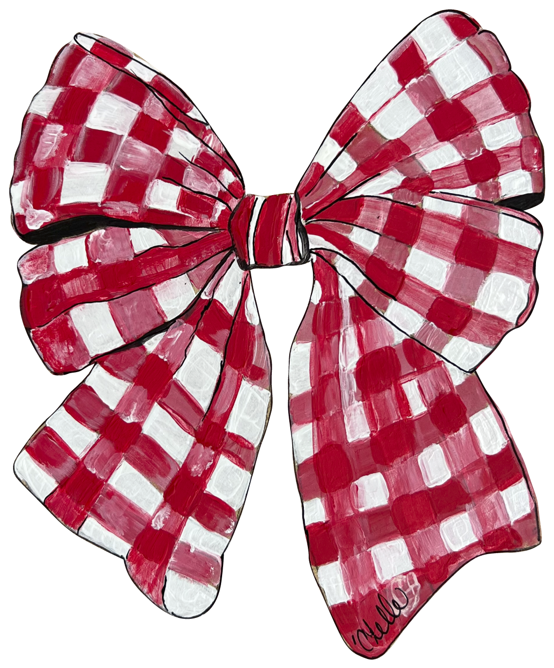 THE HAPPY BUTTERFLY RED AND WHITE PLAID BOW