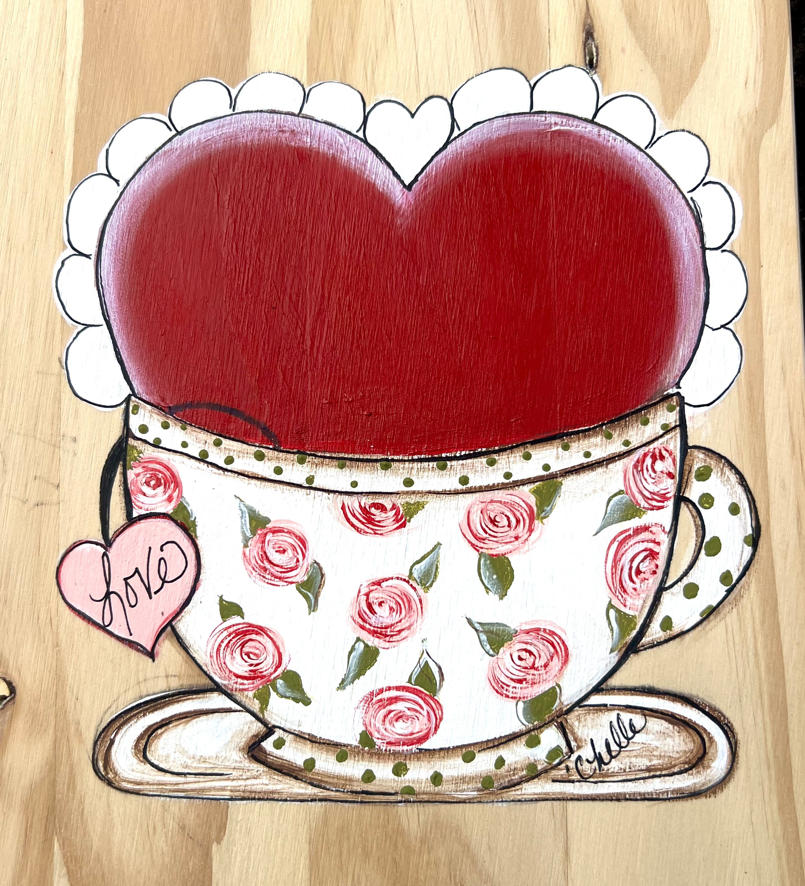THE HAPPY BUTTERFLY TEE CUP WITH ROSES AND HEART