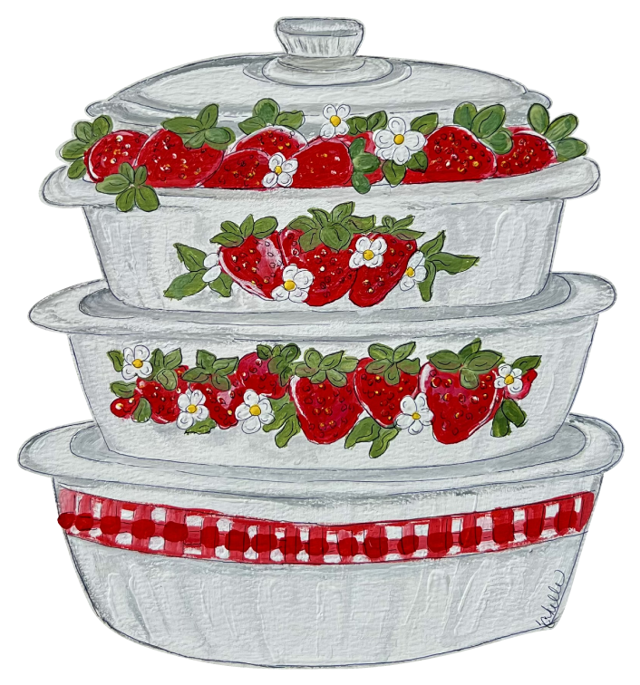 THE HAPPY BUTTERFLY WHITE SERVING DISHES WITH STRAWBERRIES