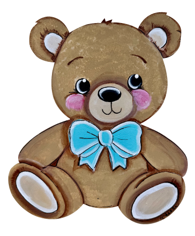 THE HAPPY BUTTERFLY TEDDY BEAR WITH BLUE BOW PINK CHEEKS