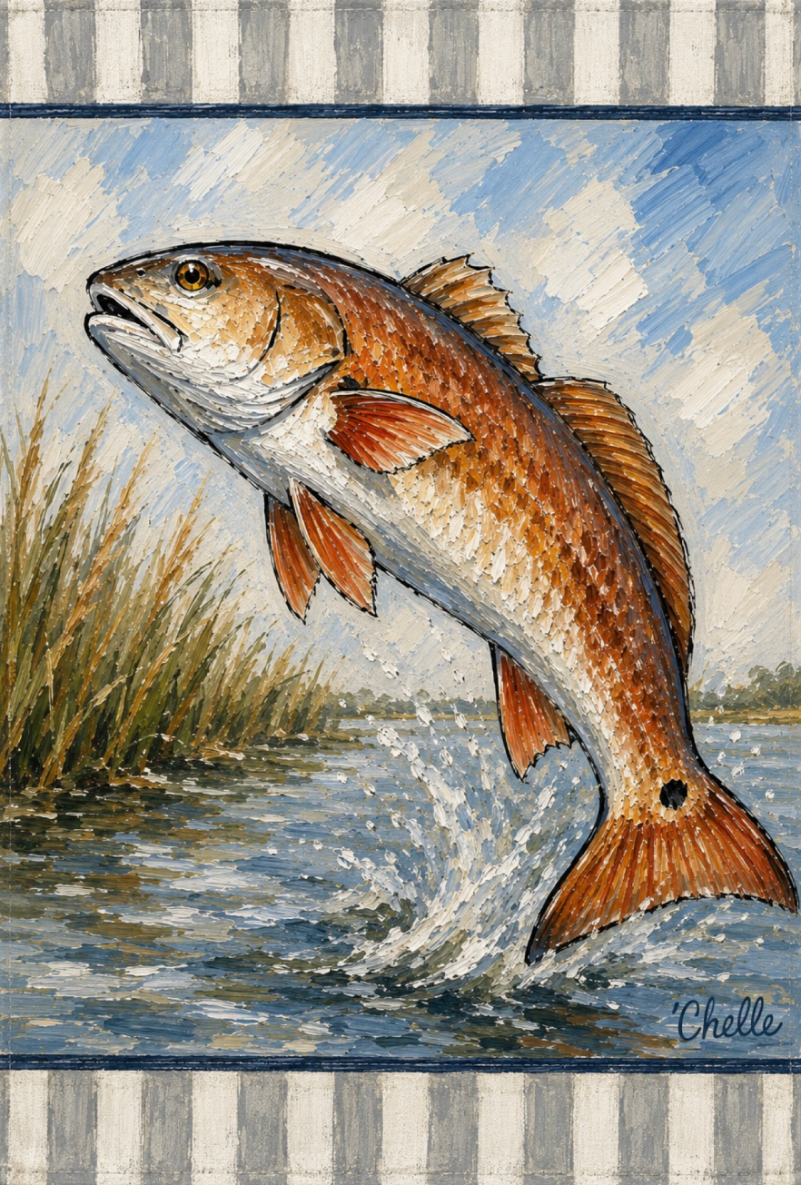 THE HAPPY BUTTERFLY REDISH ORANGE FISH JUMPING OUT OF THE WATER