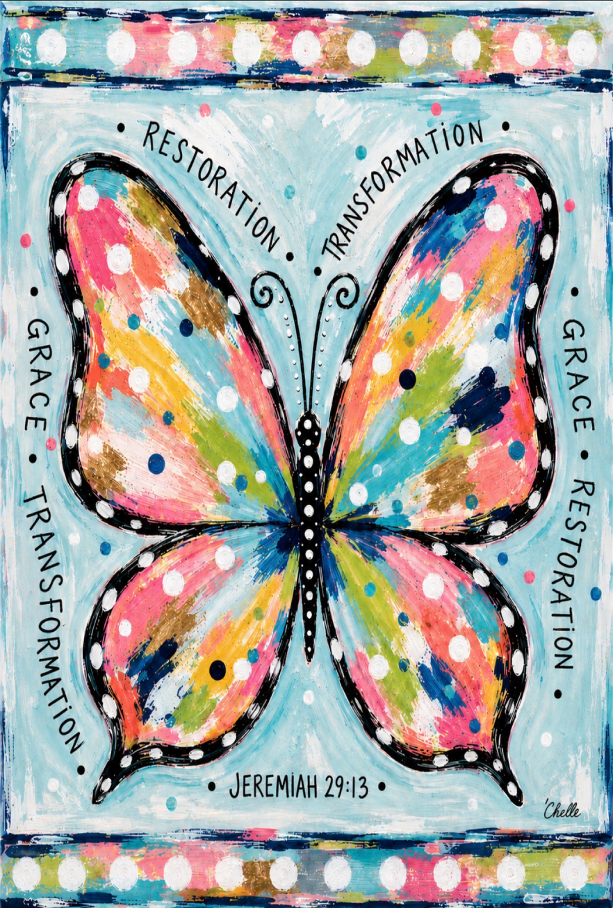 THE HAPPY BUTTERFLY BLUE BACKGROUND WITH COLORFUL BUTTERFLY