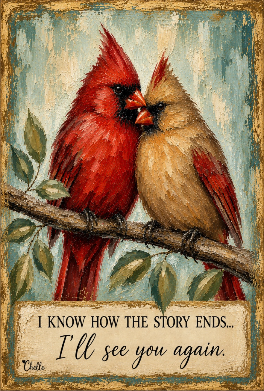 THE HAPPY BUTTERFLY MALE AND FEMALE CARDINAL I KNOW HOW THE STORY ENDS