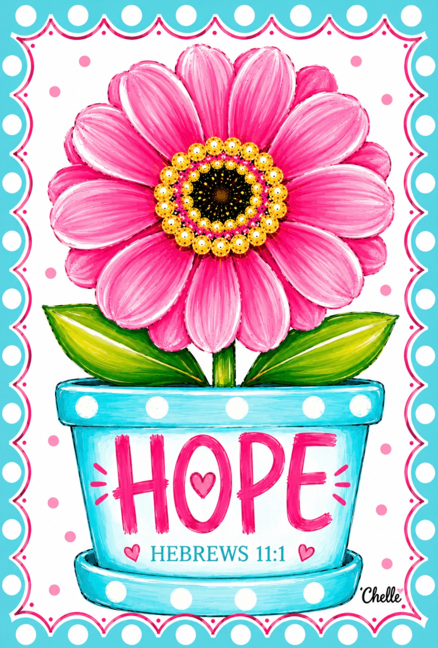 THE HAPPY BUTTERFLY PINK FLOWER BLUE POT HOPE