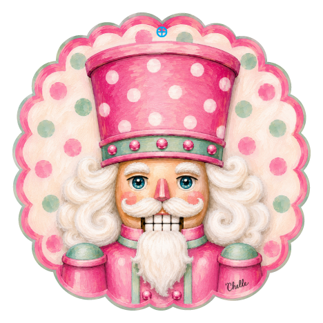 THE HAPPY BUTTERFLY ROUND PINK NUTCRACKER  PINK GREEN DOTS