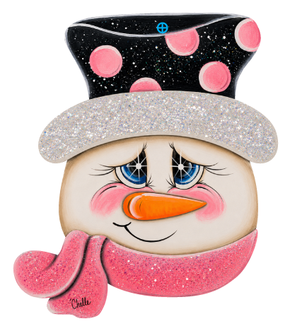 THE HAPPY BUTTERFLY BLACK HAT PINK DOTS SNOWMAN PINK CHEEKS