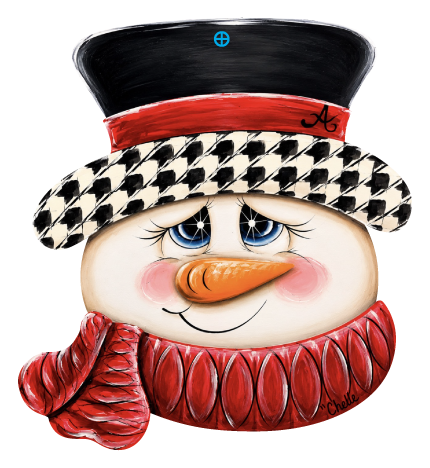 THE HAPPY BUTTERFLY WHITE BLACK CHECKER HAT WITH RED RIM RED SCARF SNOWMAN