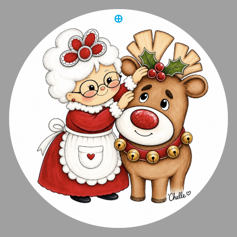 THE HAPPY BUTTERFLY MRS SANTA PETTING REINDEER