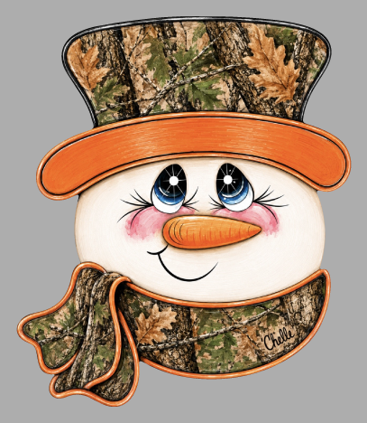 THE HAPPY BUTTERFLY SNOWMAN CAMO COLOR SCARF AND HAT