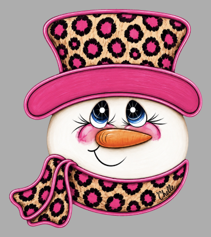 THE HAPPY BUTTERFLY SNOWMAN PINK LEOPARD PRINT  SCARF AND HAT