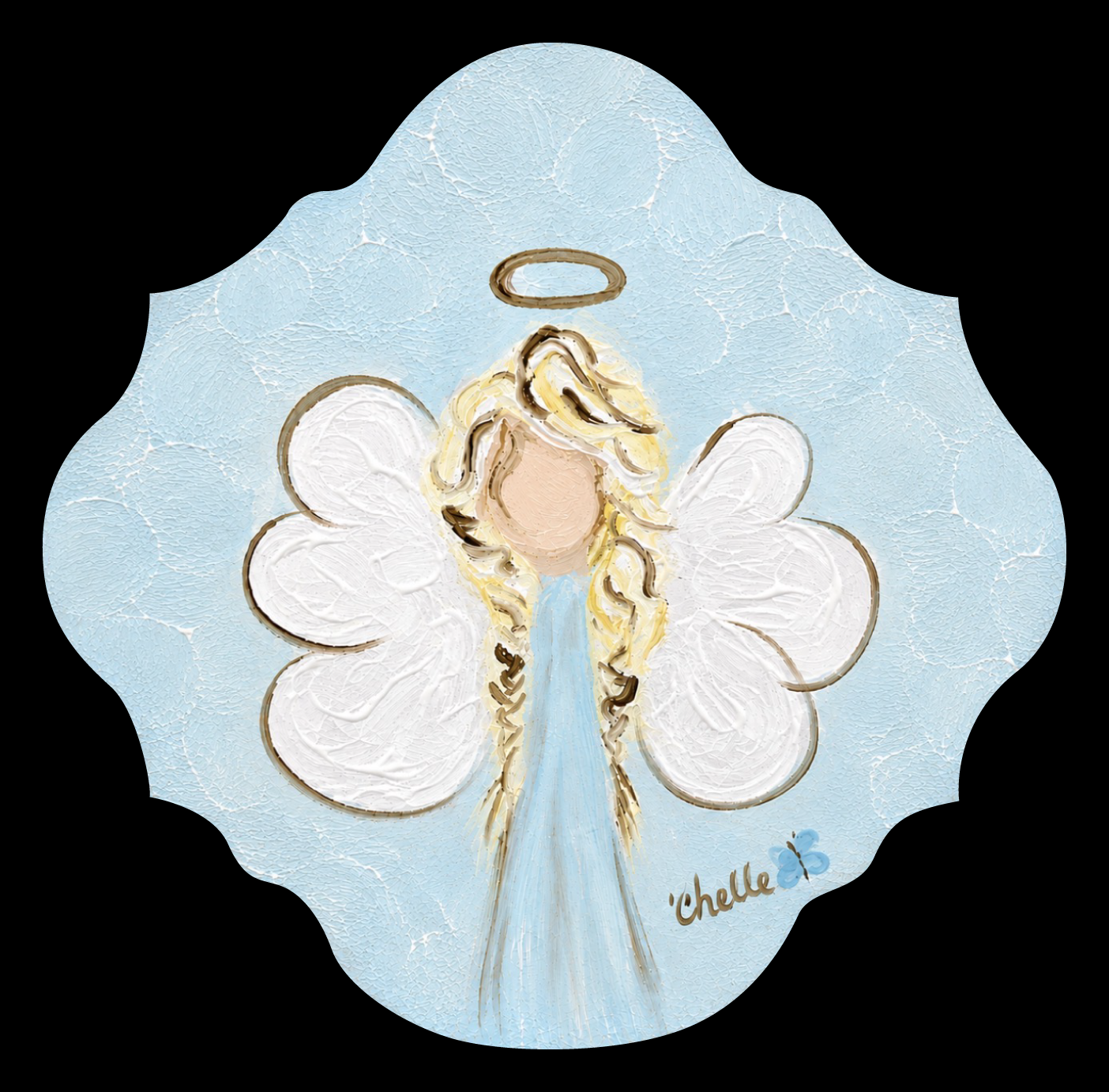 THE HAPPY BUTTERFLY ANGEL BLONDE HAIR PUFFY WHITE WINGS