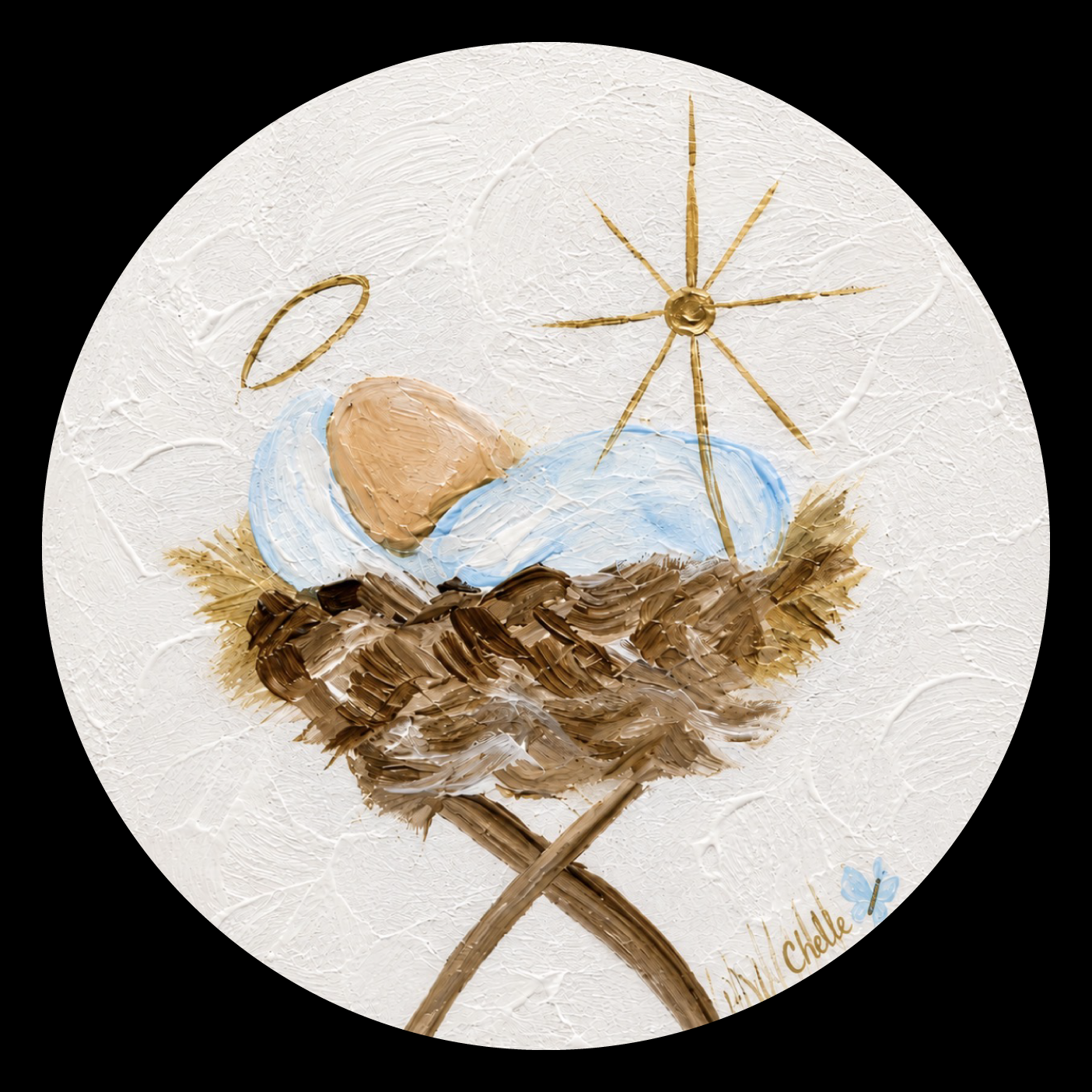 THE HAPPY BUTTERFLY BABY IN BLUE WRAP GOLD STAR