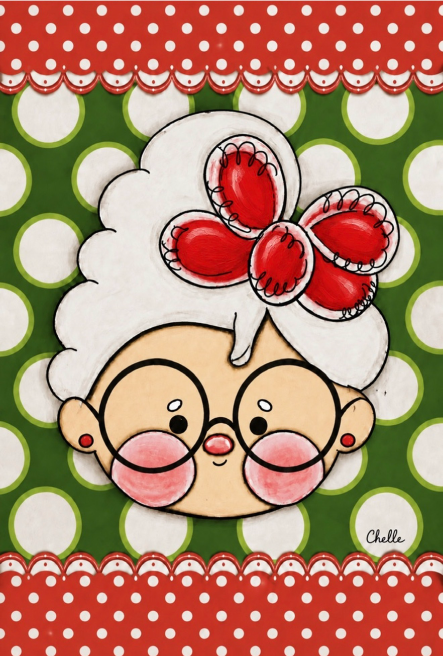 THE HAPPY BUTTERFLY MRS SANTA CLAUSE RED WHITE BOARDER GREEN WHITE CIRCLES