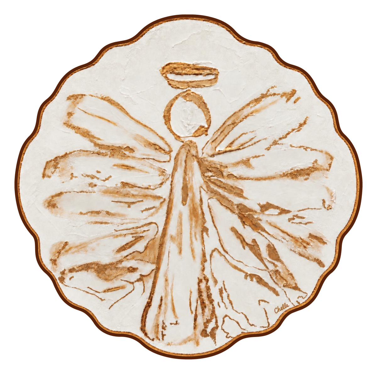 THE HAPPY BUTTERFLY GOLD OUTLINE OF A ANGEL CREAM BACKGROUND