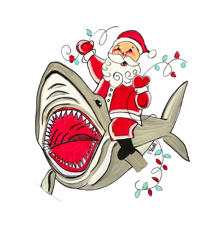 THE HAPPY BUTTERFLY SANTA ON SHARK