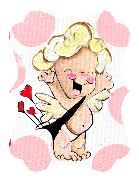 THE HAPPY BUTTERFLY HAPPY CUPID WITH HANDS IN THE AIR