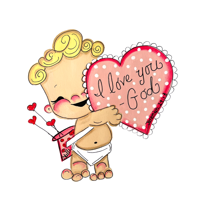 THE HAPPY BUTTERFLY CUPID WITH I LOVE YOU HEART