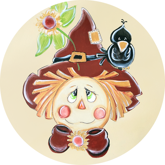 THE HAPPY BUTTERFLY SCARECROW WITH BLACKBIRD