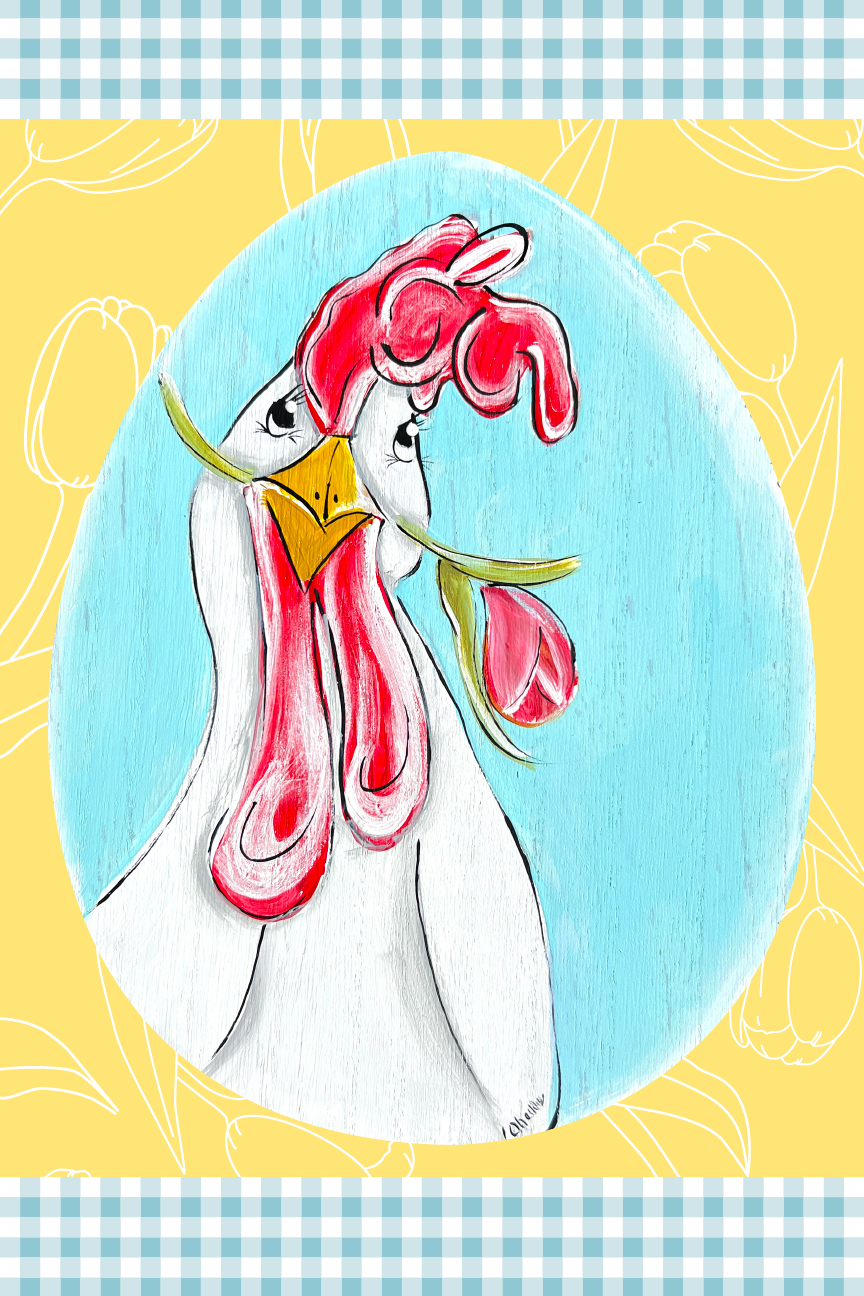 THE HAPPY BUTTERFLY CHICKEN WITH FLOWER