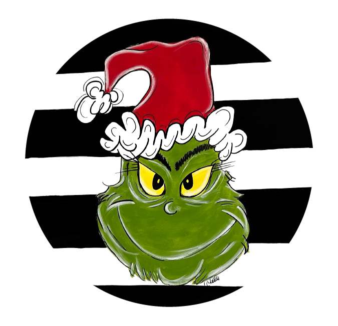 THE HAPPY BUTTERFLY GRINCH WITH BLACK AND WHITE STRIPES