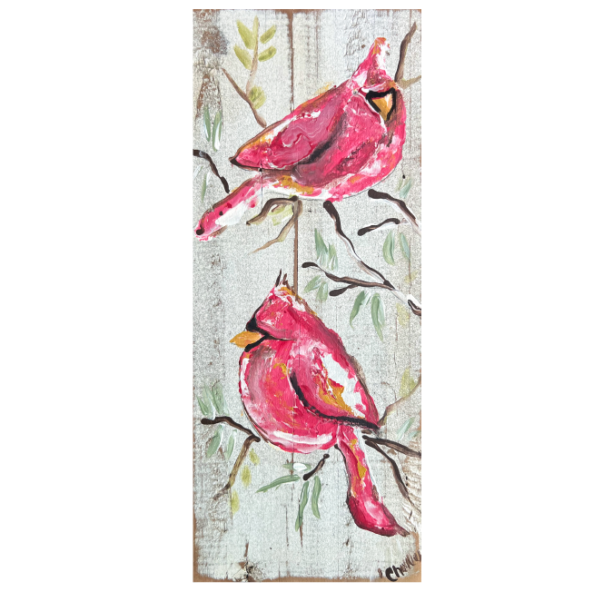 THE HAPPY BUTTERFLY REDBIRDS ON A RECTANGLE
