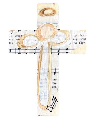 THE HAPPY BUTTERFLY CROSS WITH ANGEL AND HYMN