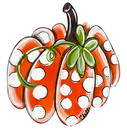 THE HAPPY BUTTERFLY ORANGE PUMPKIN WITH WHITE DOTS