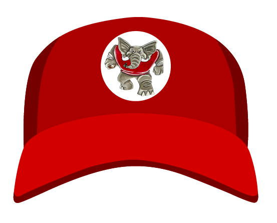 THE HAPPY BUTTERFLY RED HAT WITH ELEPHANT MASCOT