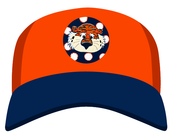 THE HAPPY BUTTERFLY ORANGE AND BLUE HAT WITH TIGER MASCOT