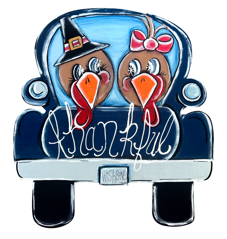 THE HAPPY BUTTERFLY THANKFUL TURKEYS IN A TRUCK