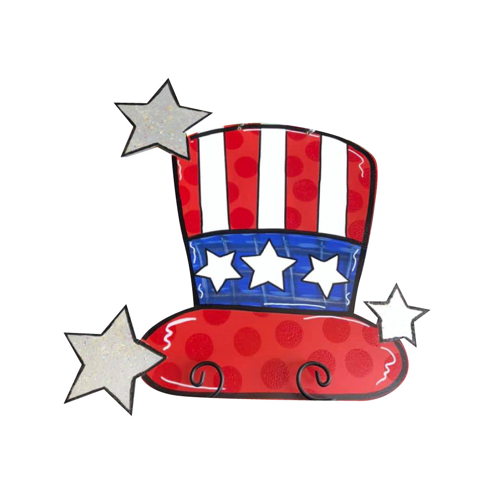 Basic Shape Top Hat MDF Cutout With Stars - Unfinished For DIY