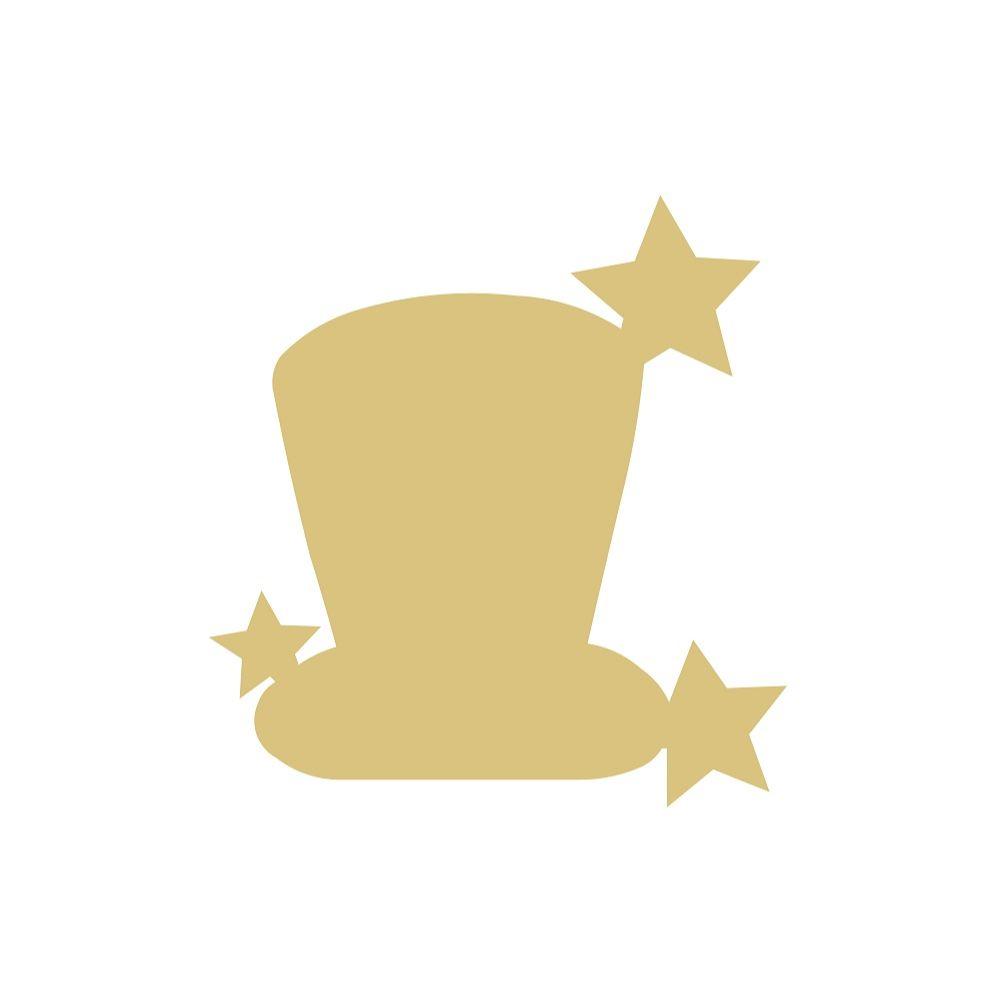 Basic Shape Top Hat MDF Cutout With Stars - Unfinished For DIY