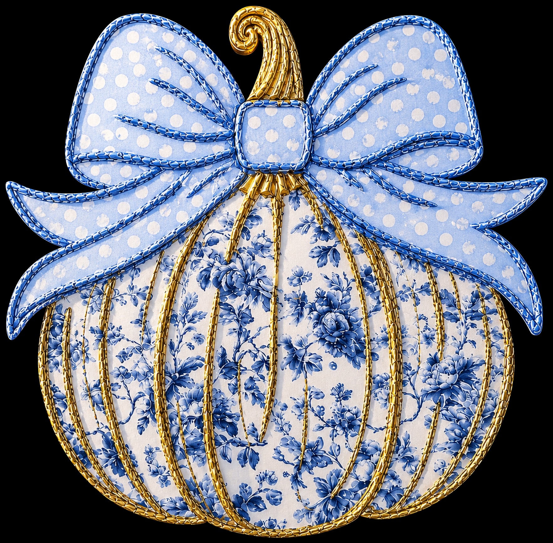 THE WOOD SHED BLUE RIBBON ON A BLUE WHITE PUMPKIN
