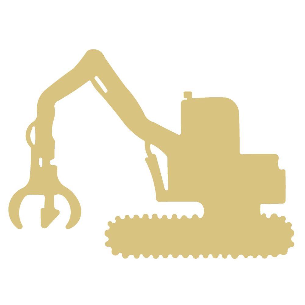 Basic Shape Trackhoe MDF Cutout Silhouette - Unfinished For DIY