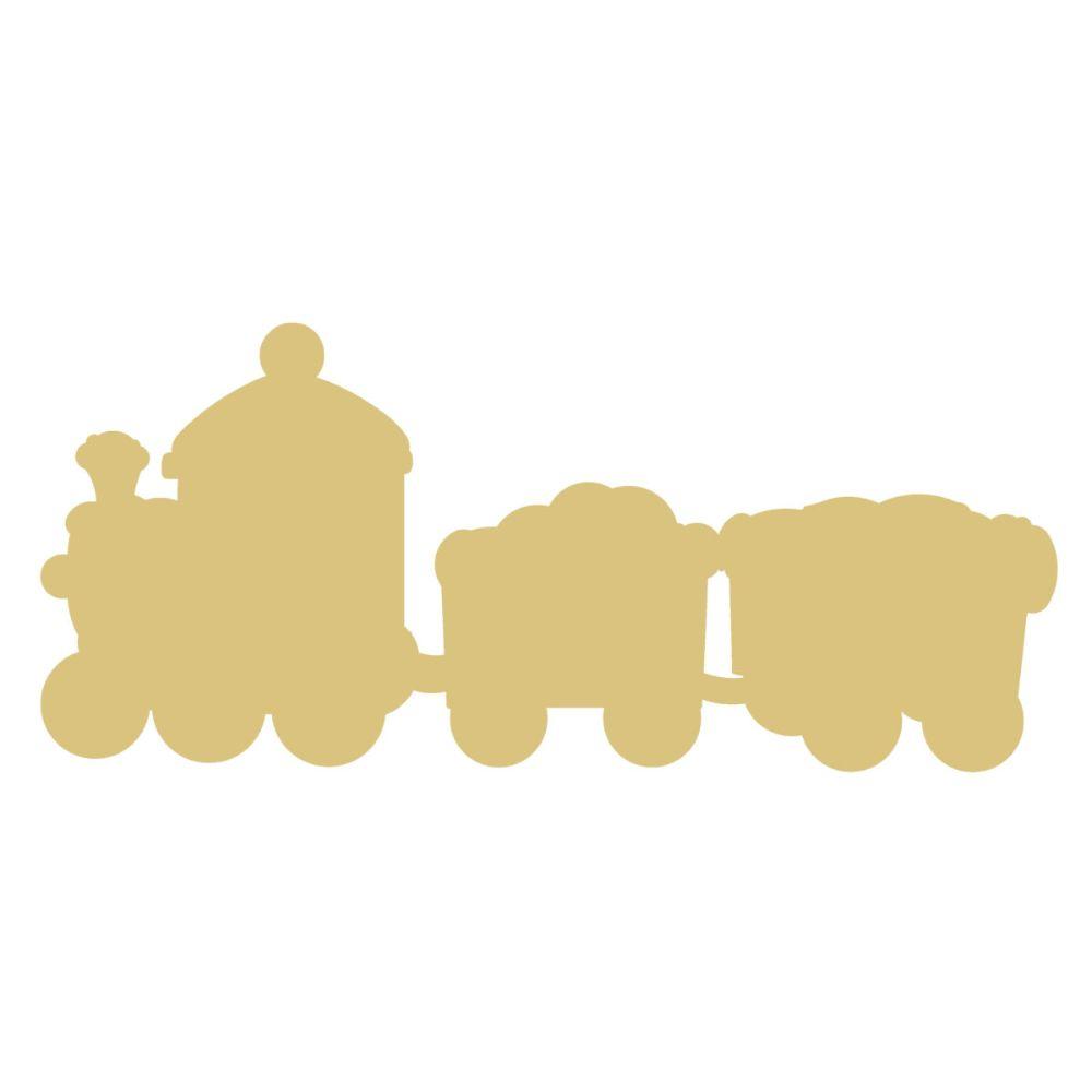 Basic Shape Train MDF Cutout Two Car Freight Silhouette - Unfinished For DIY