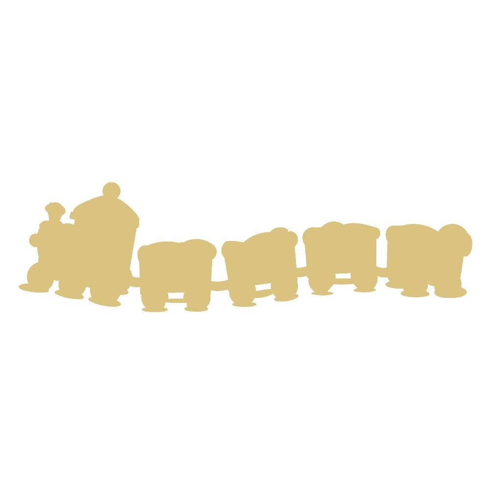 Basic Shape Train MDF Cutout Multi Car Freight Silhouette - Unfinished For DIY