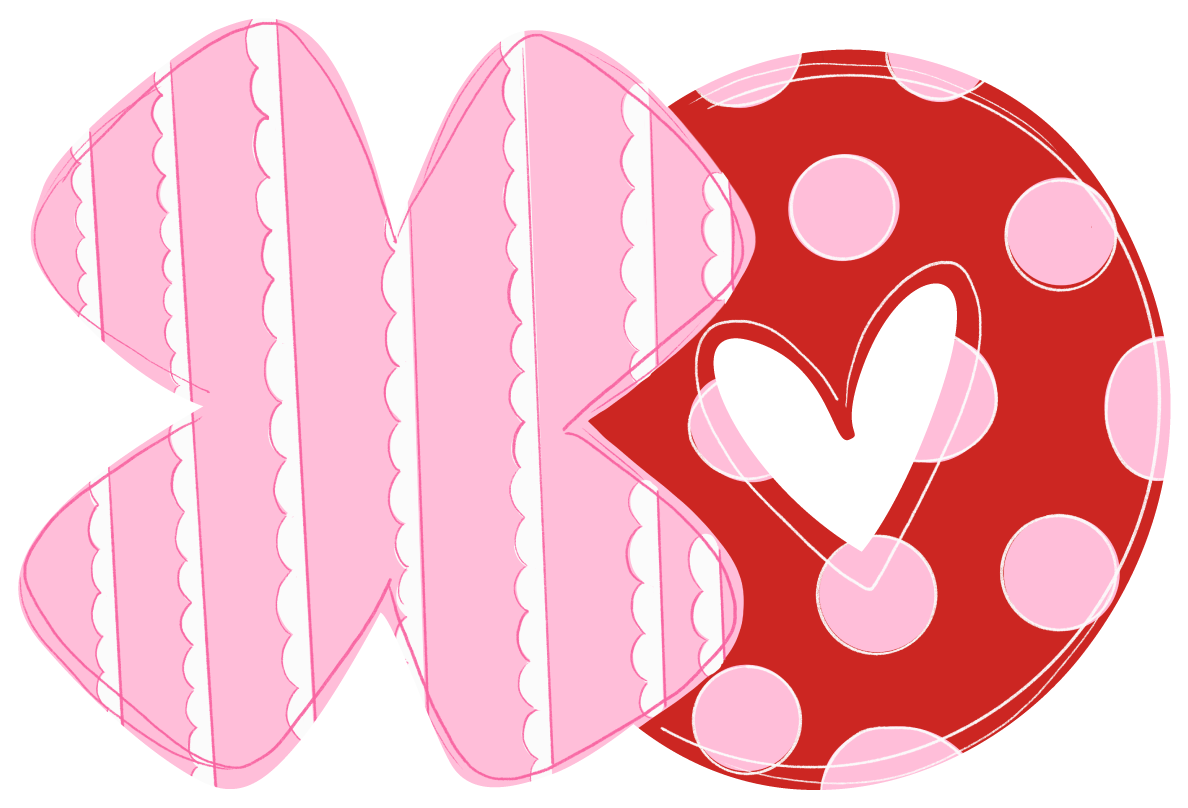 THE REDHEADED CAMEL RED AND PINK X AND O