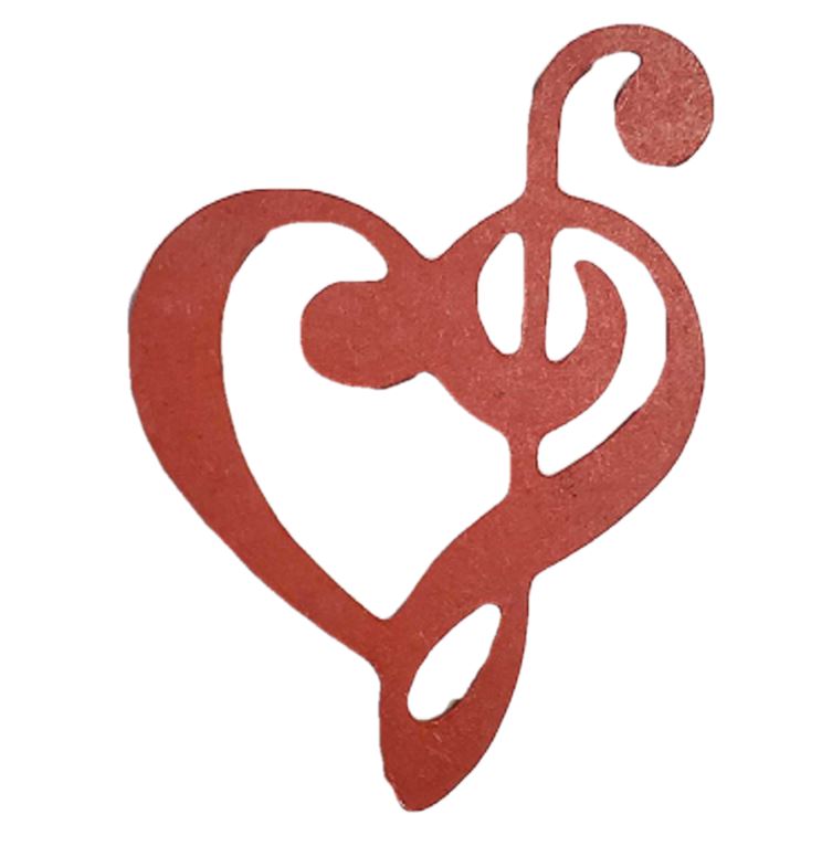 Basic Shape Treble Clef With Heart MDF Cutout Musical Heart Decor - Unfinished For DIY