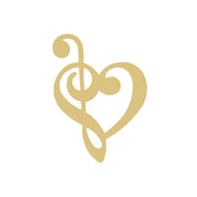 Basic Shape Treble Clef With Heart MDF Cutout Musical Heart Decor - Unfinished For DIY