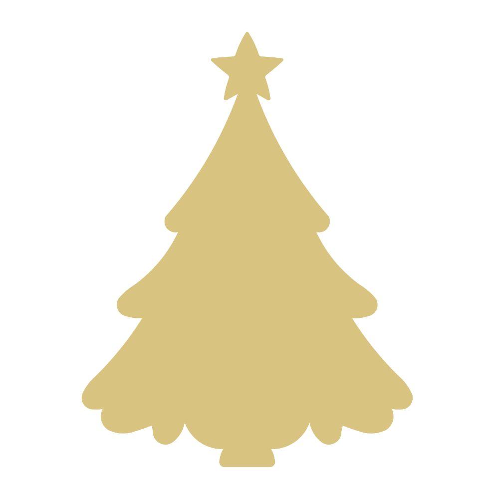 Basic Shape Christmas Tree MDF Cutout Star On Top Silhouette - Unfinished For DIY