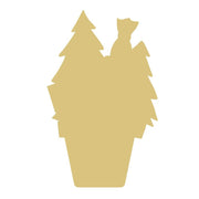 Basic Shape Tree With Snowman MDF Cutout Winter Scene - Unfinished For DIY