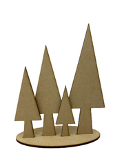 Basic Shape Tree MDF Cutout Forest Scene - Unfinished For DIY