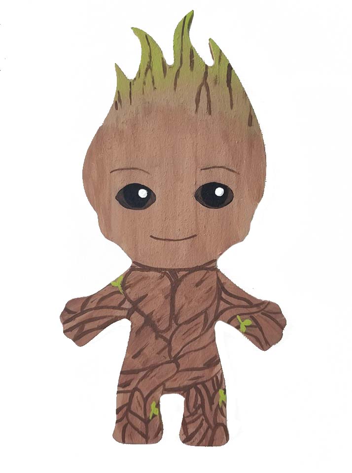 Basic Shape Troll MDF Cutout With Flame Hair Silhouette - Unfinished For DIY