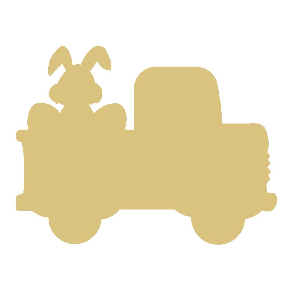 Basic Shape Truck MDF Cutout Easter Bunny Silhouette On Truck - Unfinished For DIY