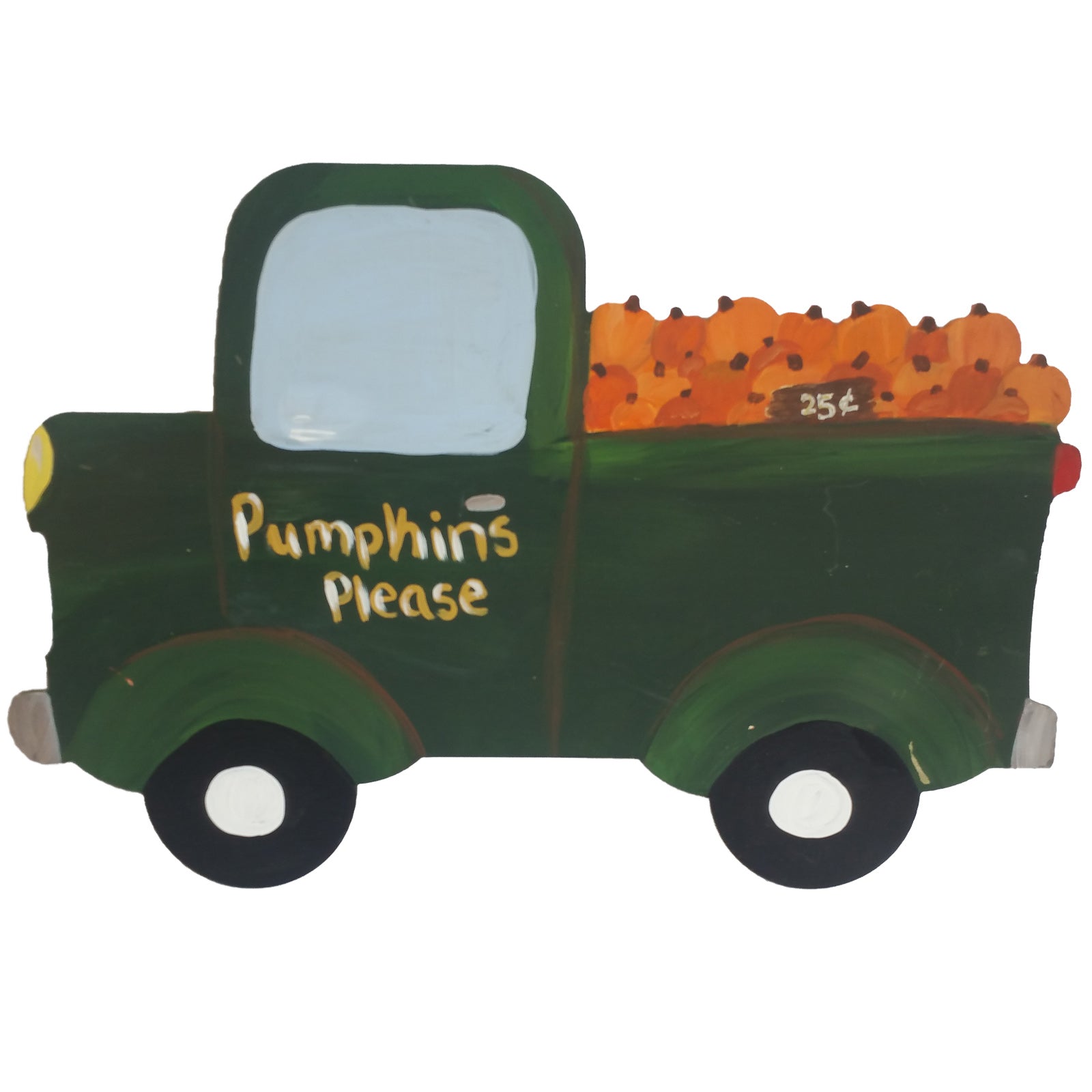 Basic Shape Truck MDF Cutout With Pumpkins - Unfinished For DIY
