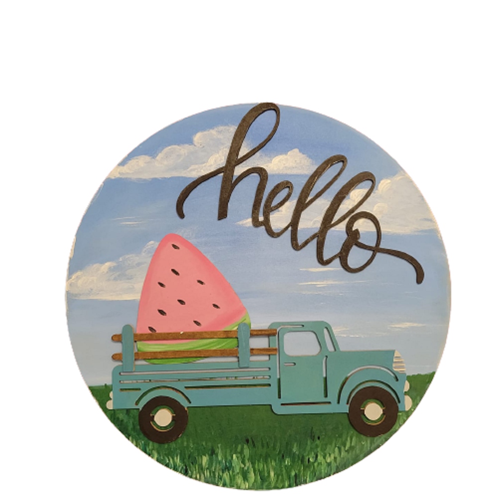 3D Interchangeable MDF Cutout Hello Truck - Unfinished For DIY