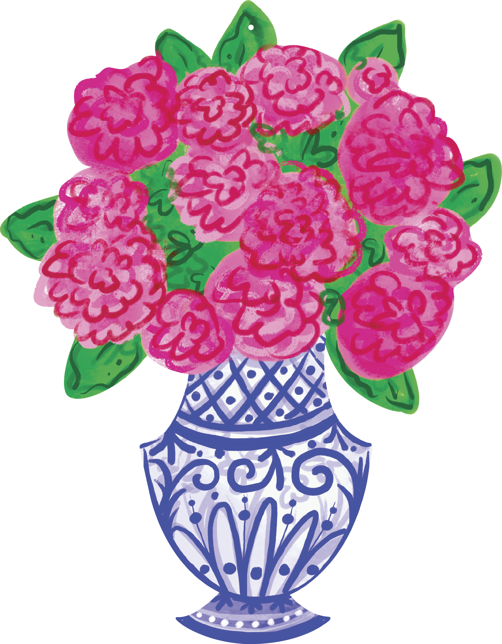 TOM TOM & CO FLOWERS WITH BLUE AND WHITE VASE