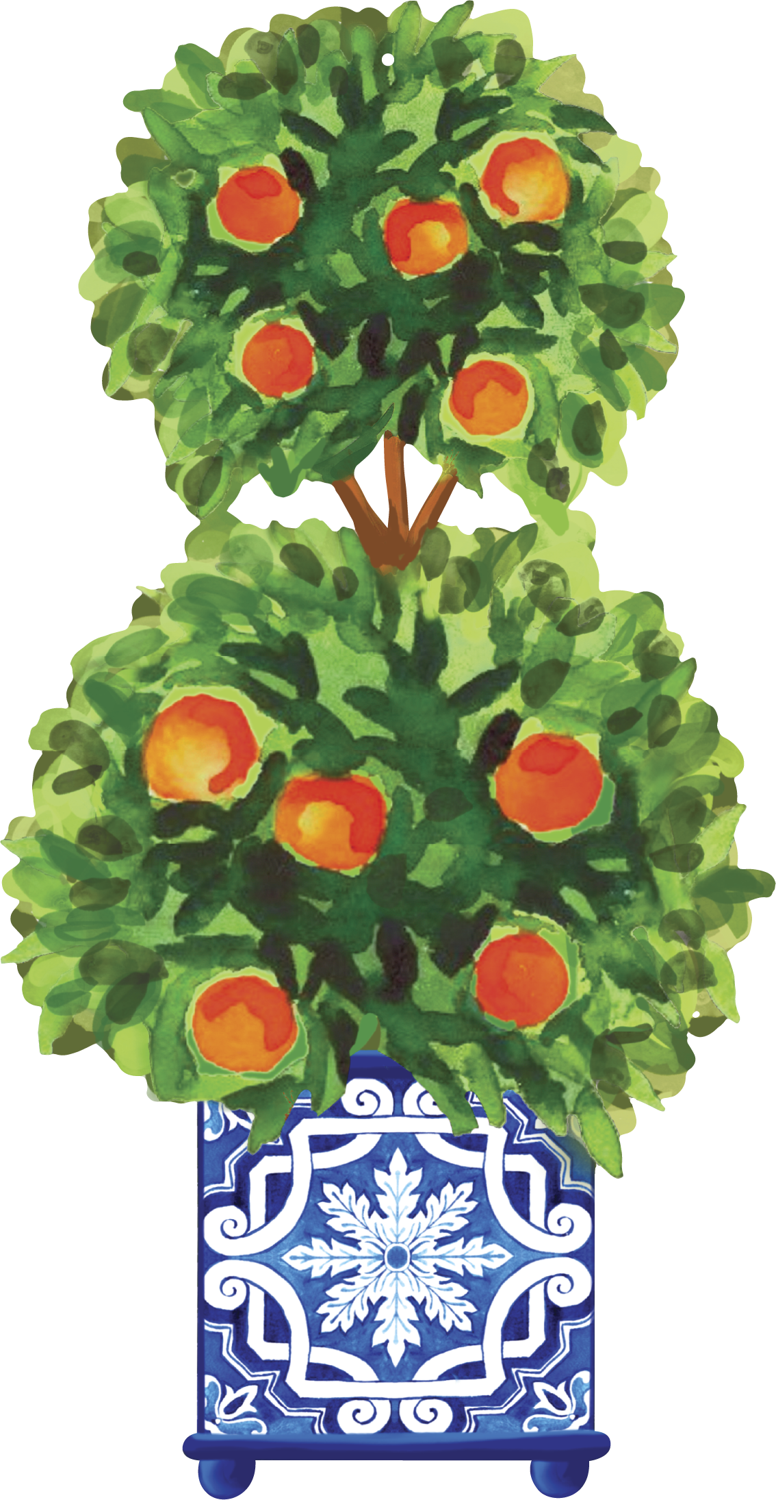 TOM TOM & CO ORANGE TREE IN BLUE PLANTER