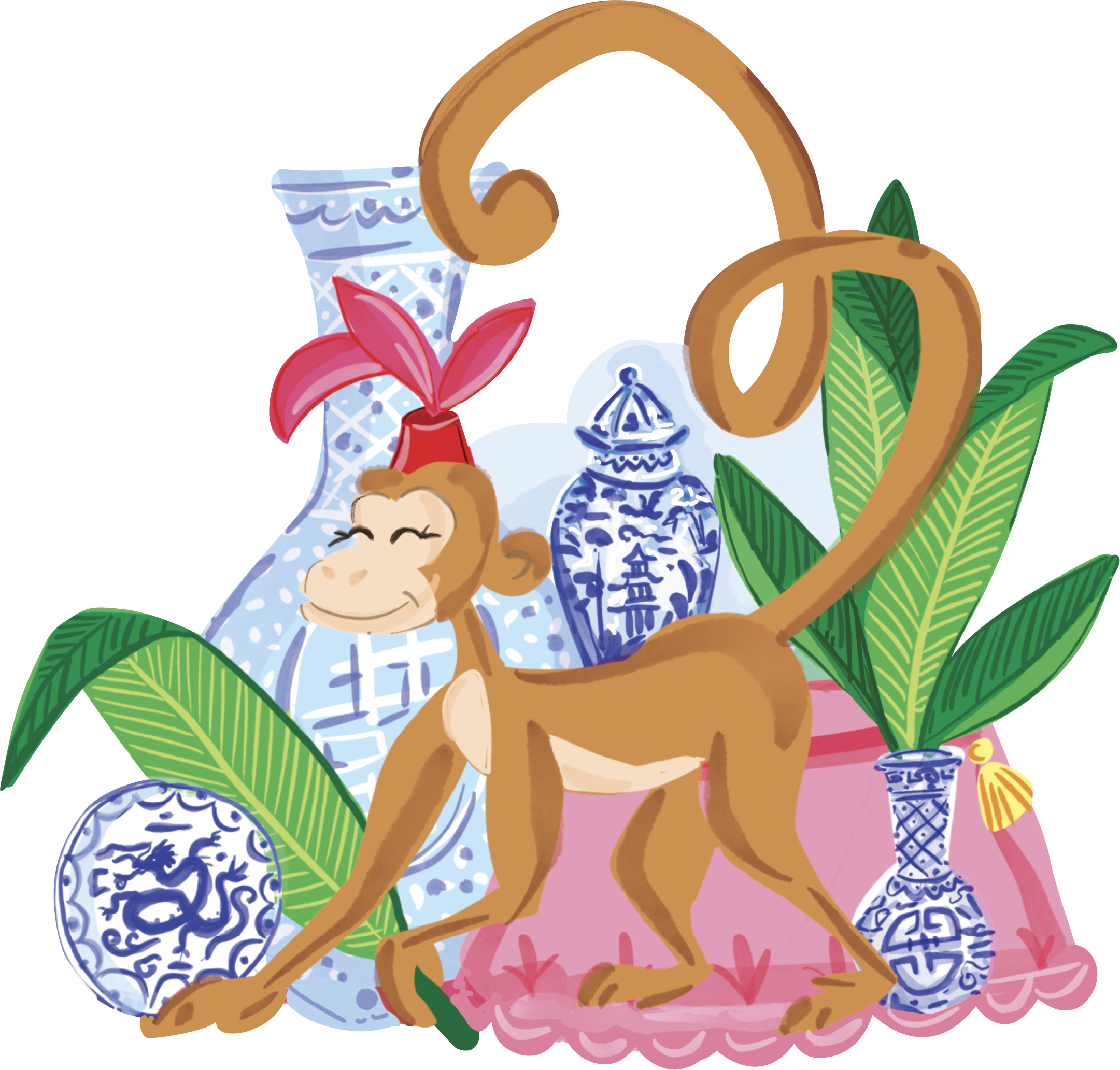 TOM TOM & CO MONKEY WITH GINGER JARS
